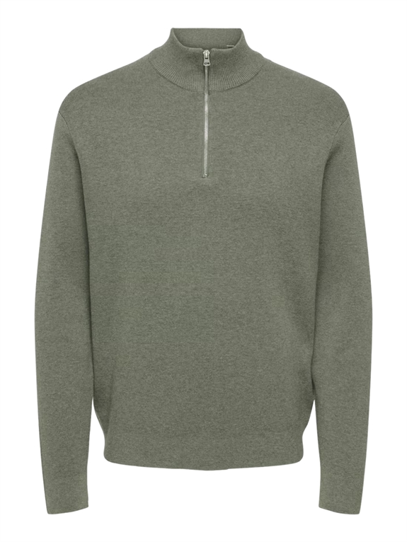 ONLY & SONS Sting Reg Half Zip Knit - Castor Grey